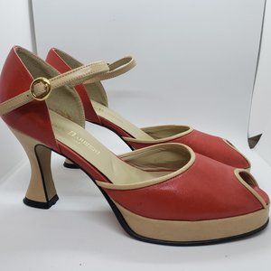 Franco Barbieri Red High Heel Vintage Shoes Size 7